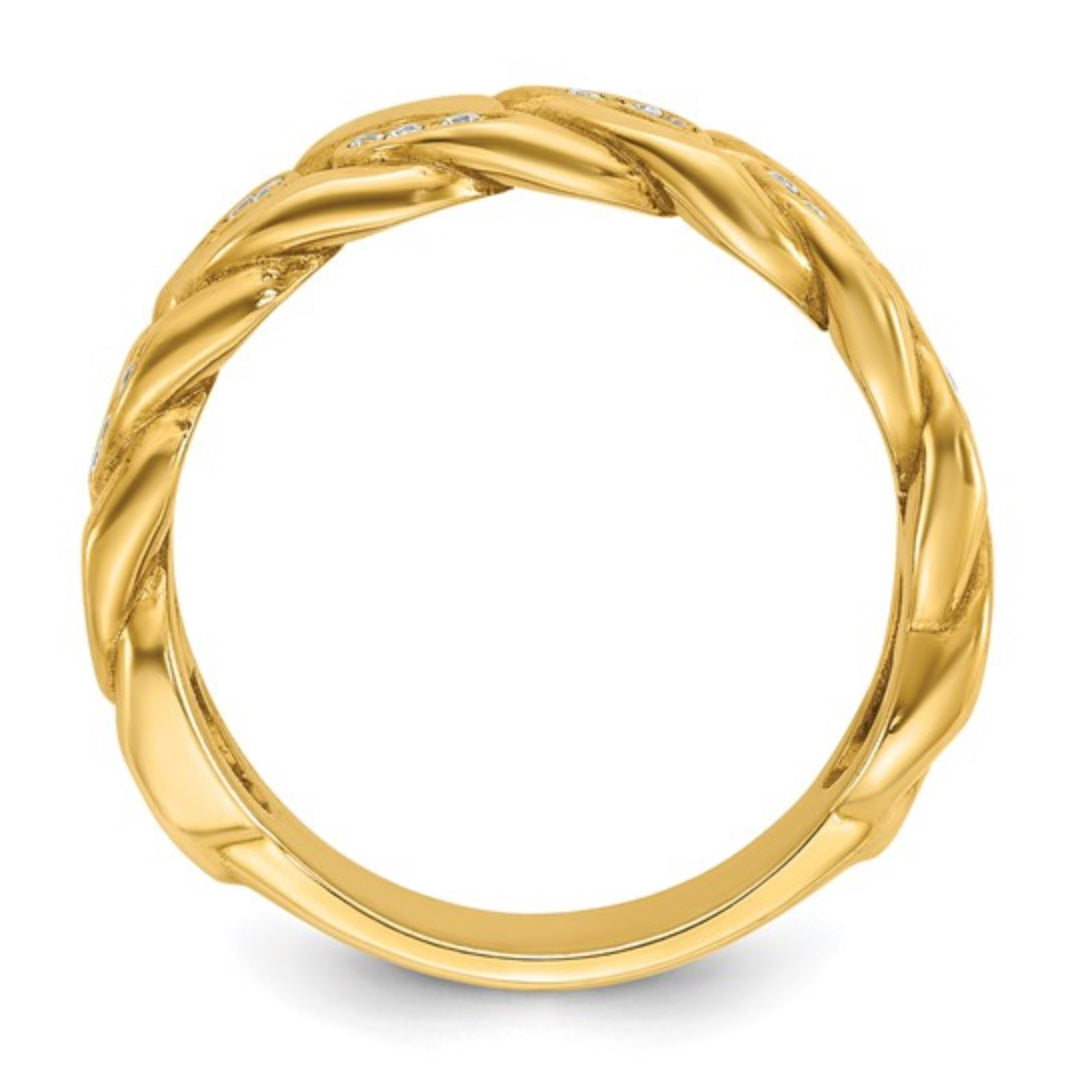14K GOLD - MENS DIAMOND CUBAN LINK RING