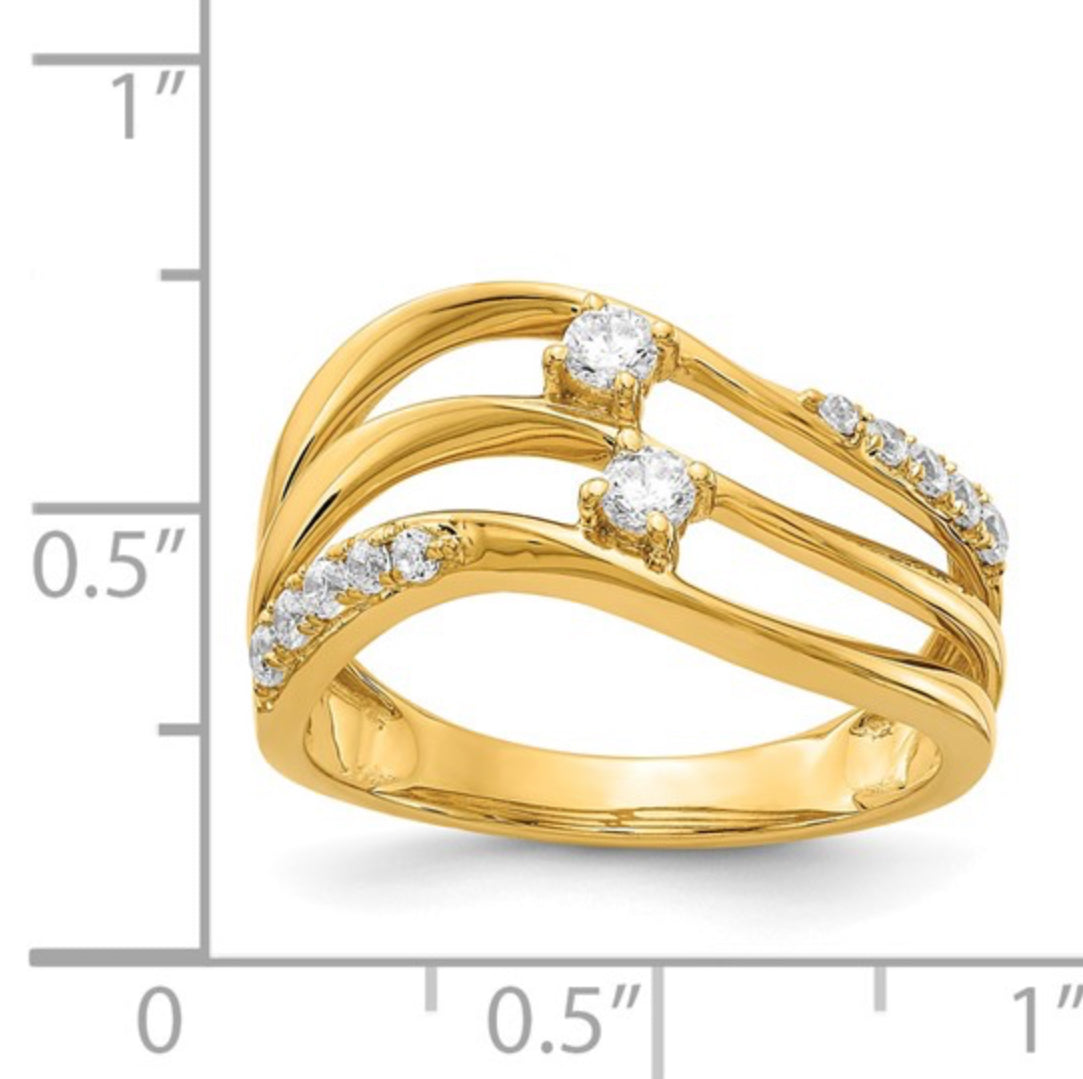 14K GOLD - LAB DIAMOND FASHION RING
