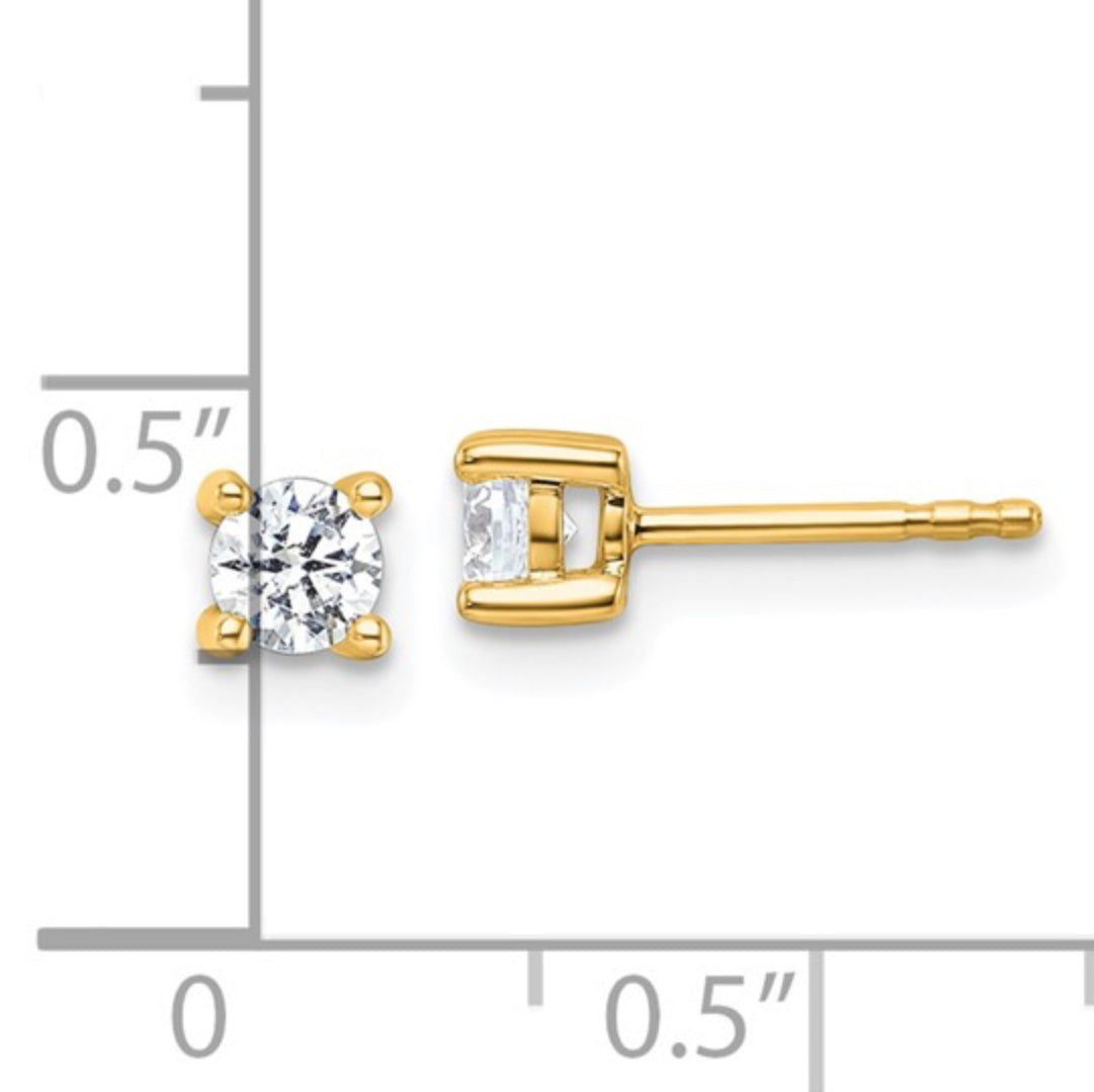 14K GOLD - LAB DIAMOND ROUND STUD EARRINGS