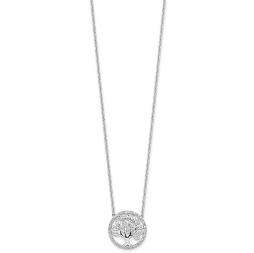 14K WHITE GOLD - LAB DIAMOND TREE OF LIFE NECKLACE