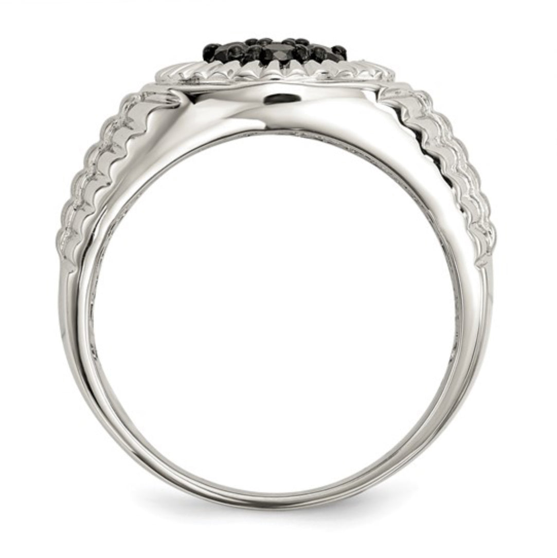 STERLING SILVER - BLACK DIAMOND SATIN RING
