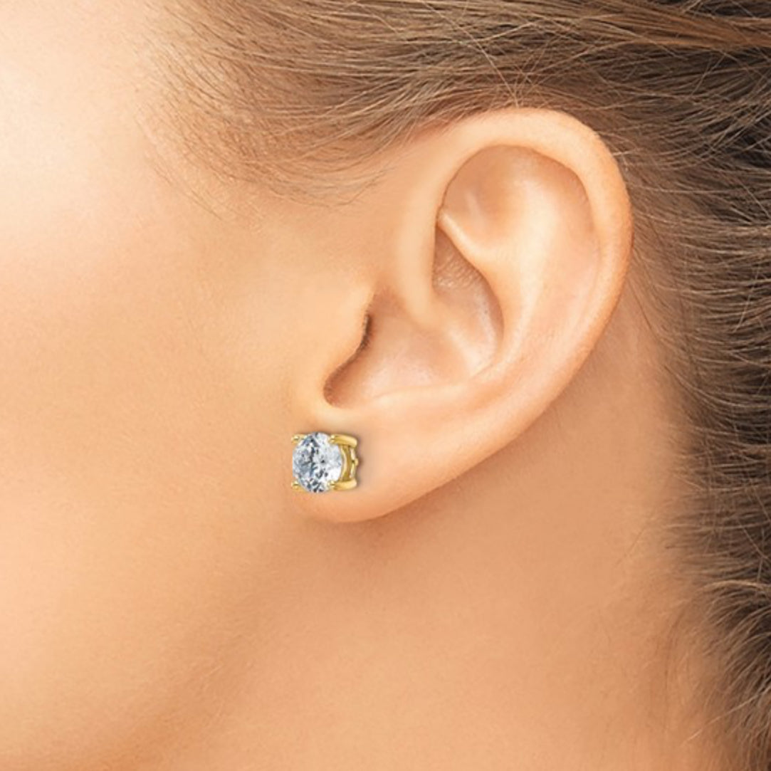 14K GOLD - LAB DIAMOND ROUND STUD EARRINGS