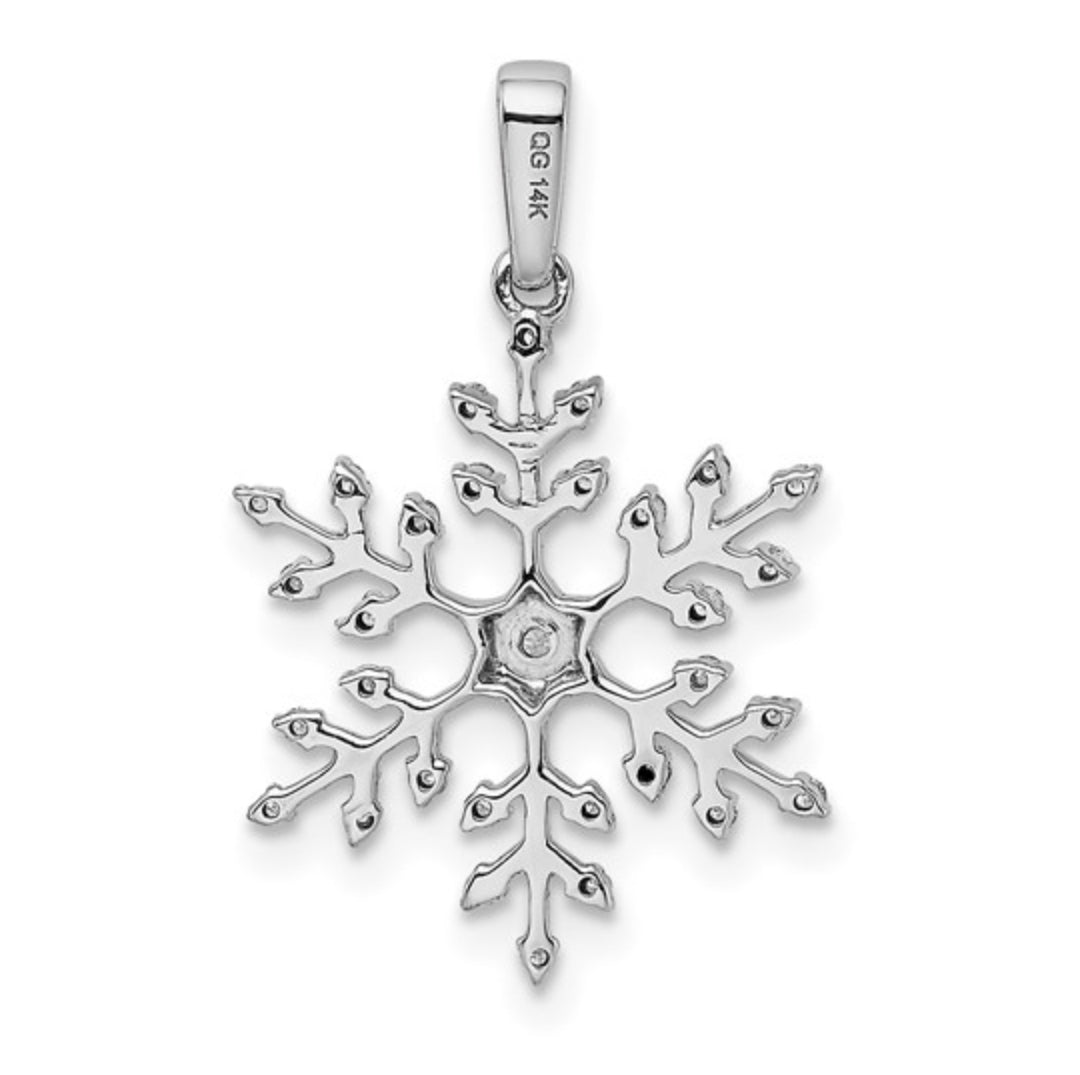 14K WHITE GOLD - LAB DIAMOND SNOWFLAKE PENDANT