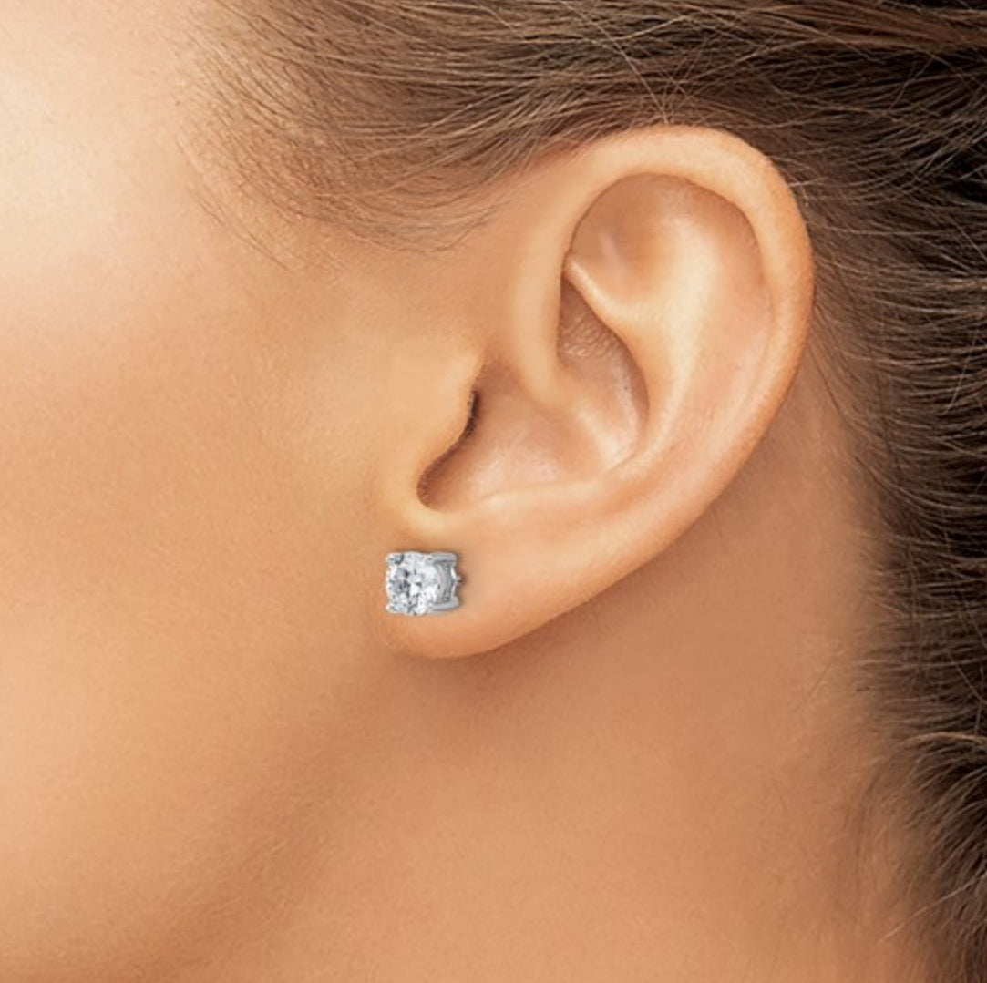 14K WHITE GOLD - LAB DIAMOND ROUND STUD EARRINGS