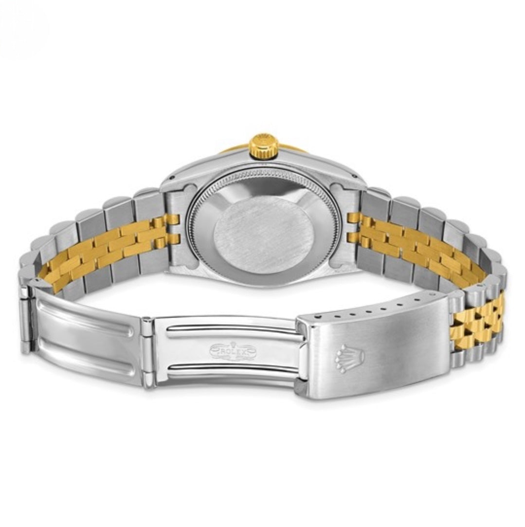 CERTIFIED PRE-OWNED ROLEX - JUBILEE DATEJUST CHAMPAGNE DIAMOND DIAL & FLUTED BEZEL WATCH