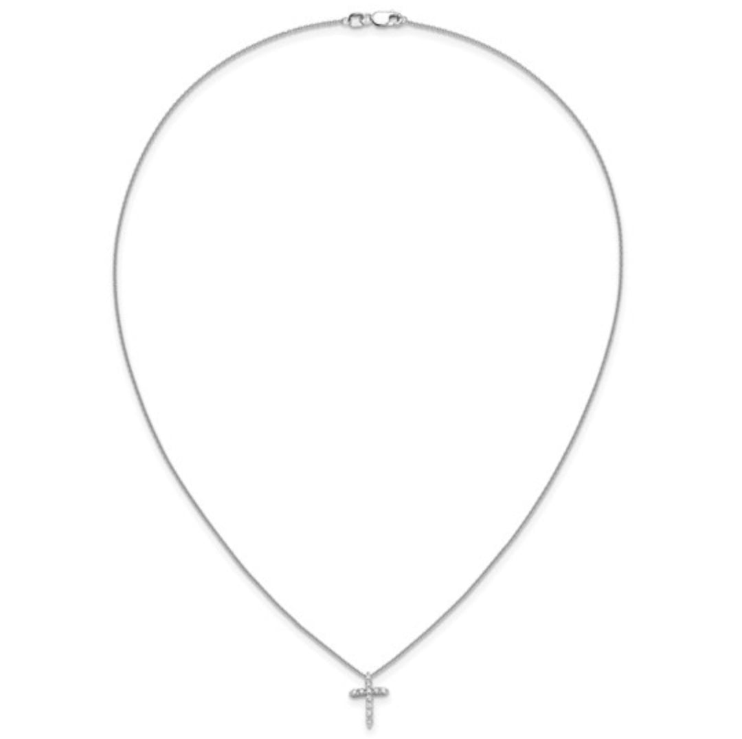 14K WHITE GOLD - LAB DIAMOND CROSS NECKLACE