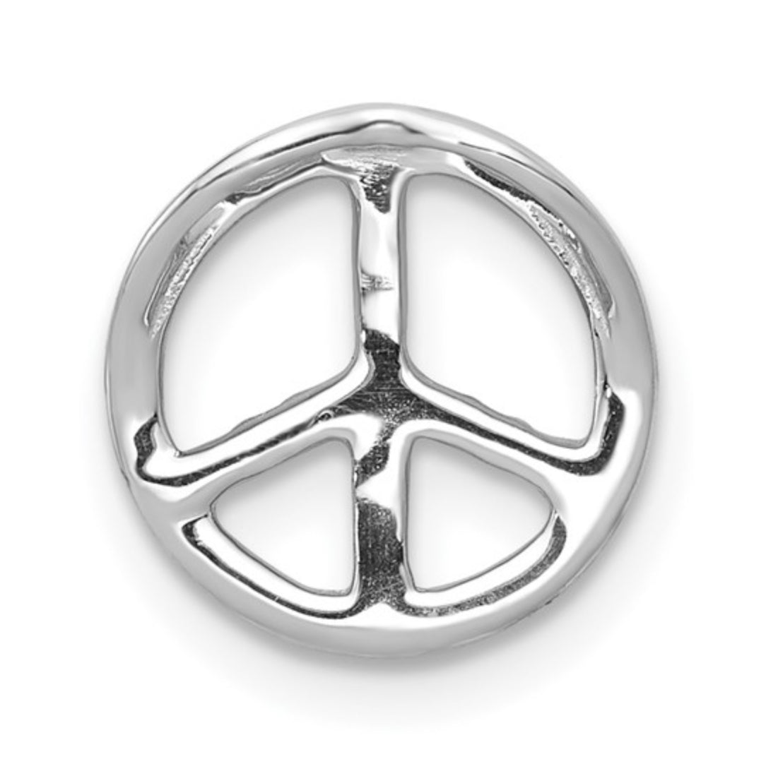 14K WHITE GOLD - LAB DIAMOND PEACE SIGN PENDANT