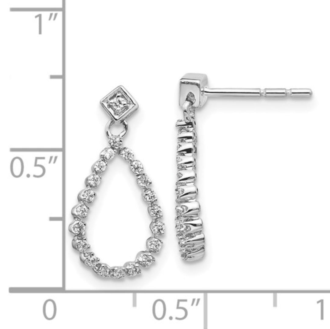 14K WHITE GOLD - LAB DIAMOND OPEN TEARDROP POST EARRINGS