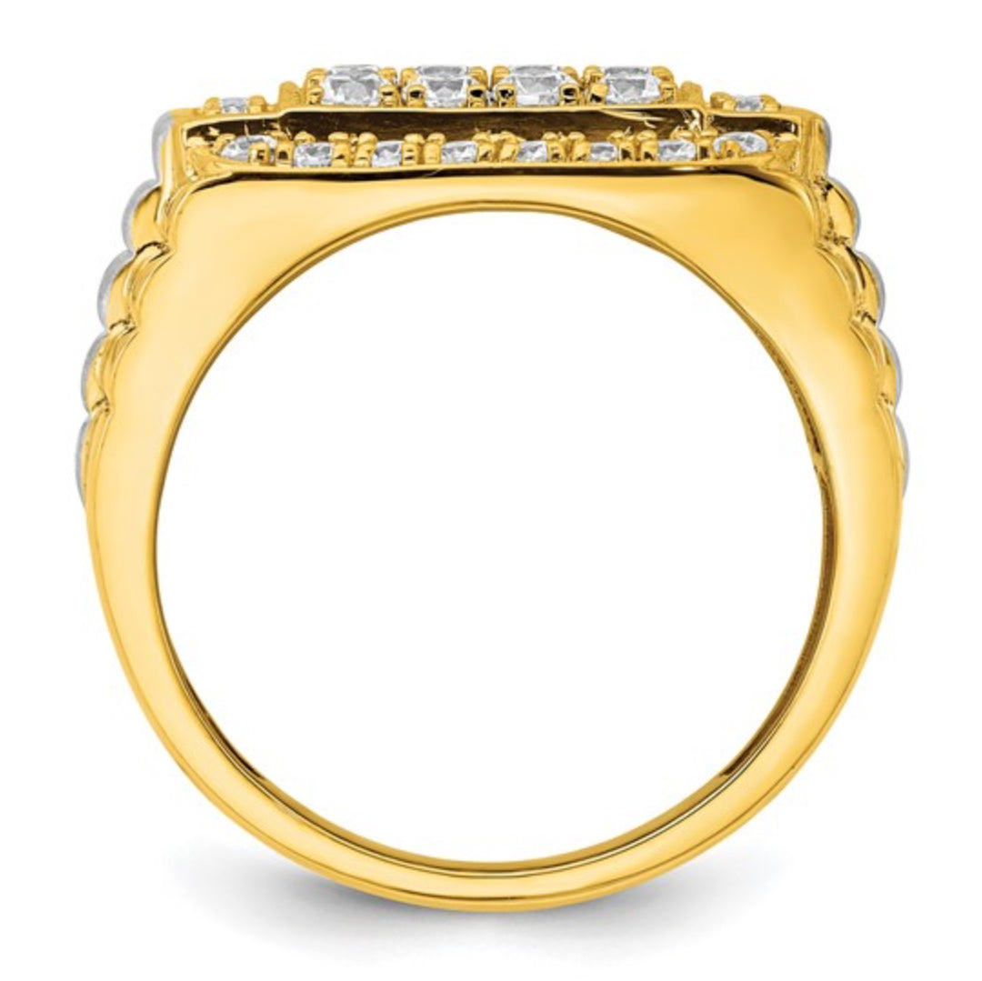 14K TWO-TONE GOLD - MENS ANTIQUED RING