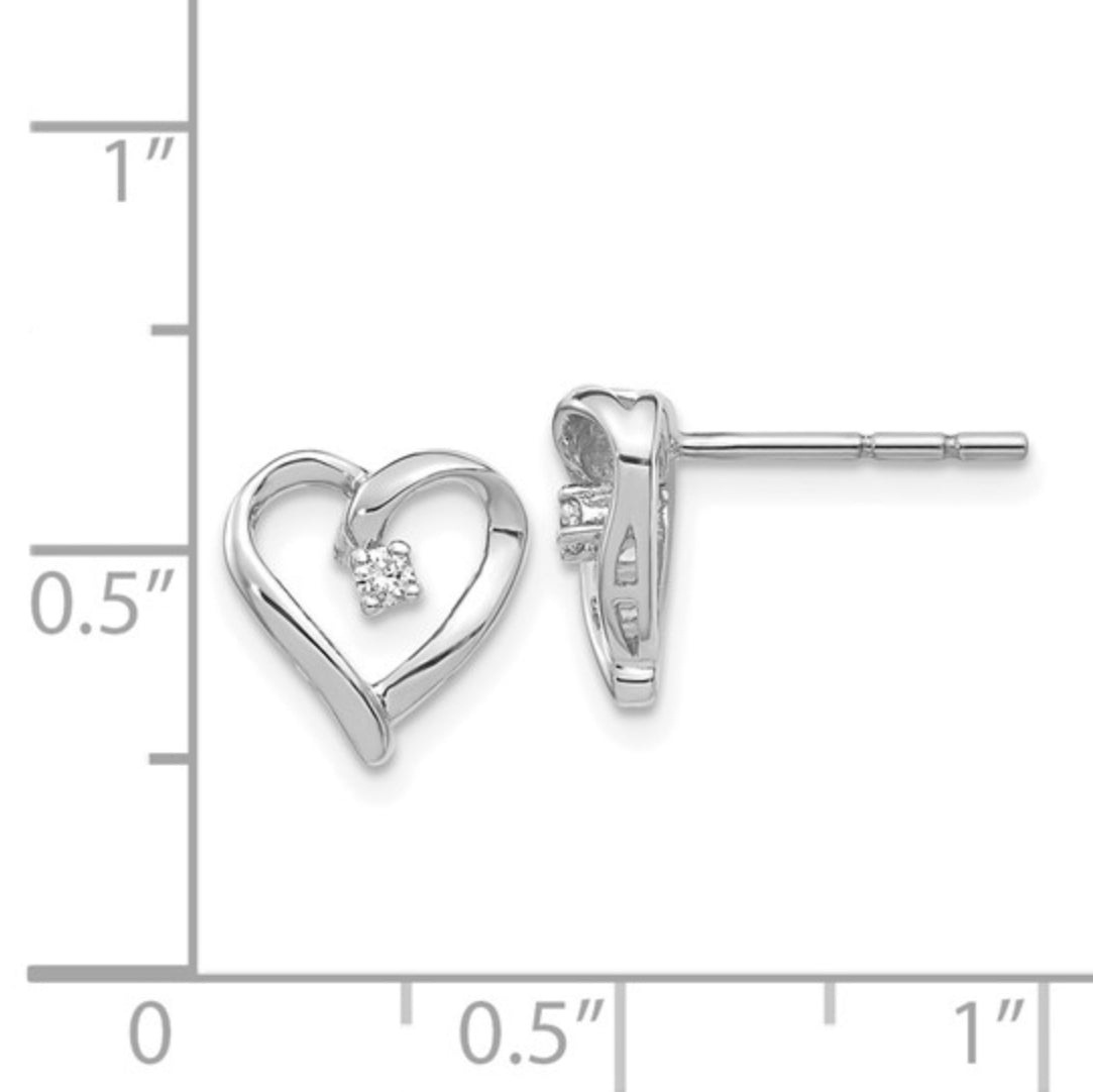 14K WHITE GOLD - LAB DIAMOND HEART POST EARRINGS