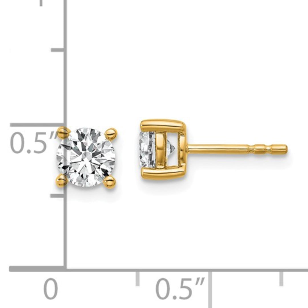 14K GOLD - LAB DIAMOND ROUND STUD EARRINGS