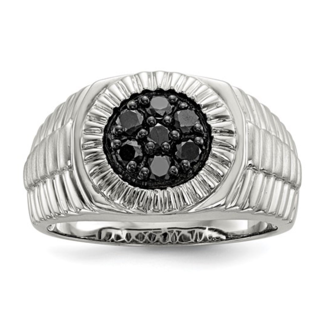 STERLING SILVER - BLACK DIAMOND SATIN RING