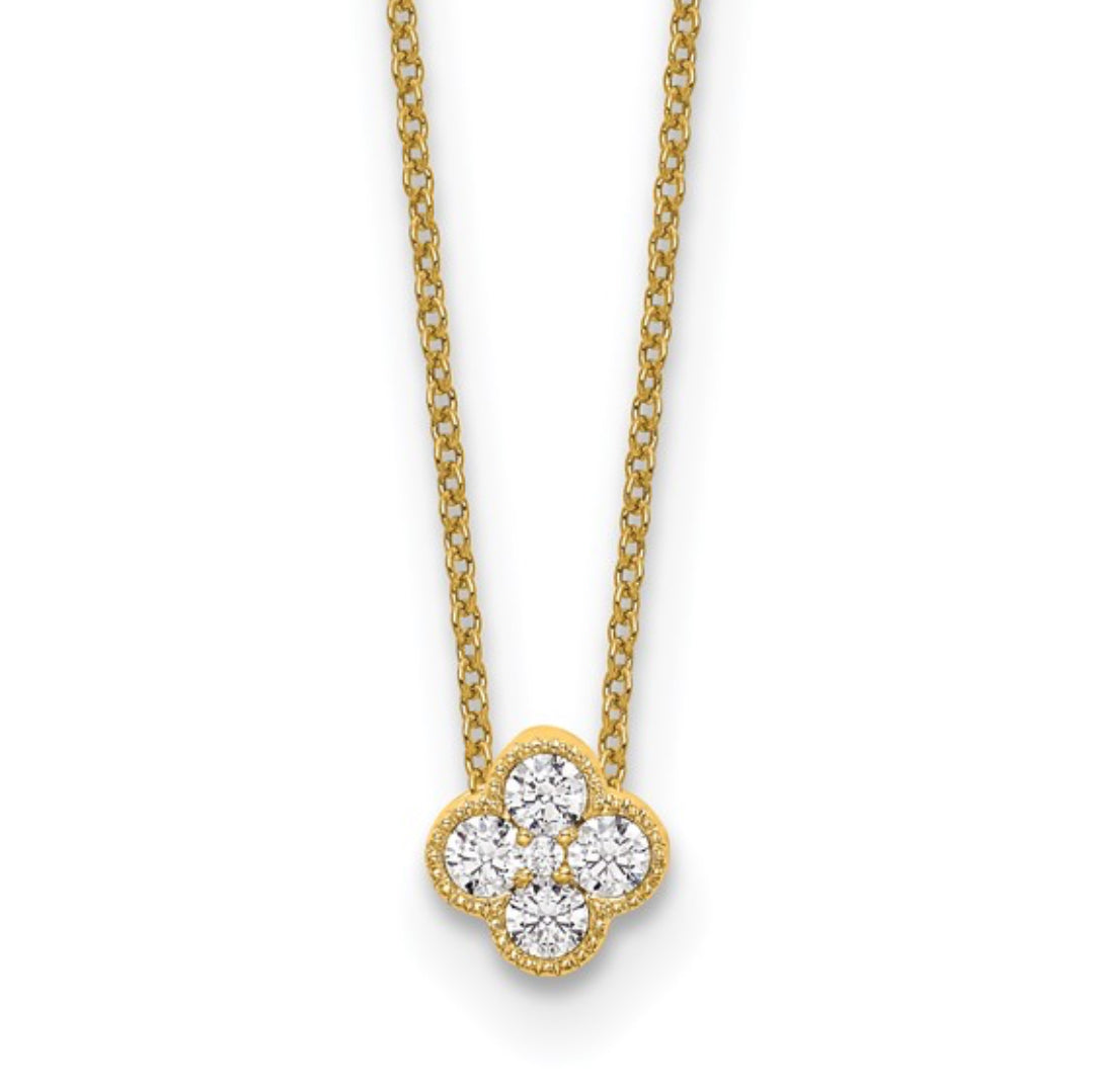 14K GOLD - LAB DIAMOND BLOOM NECKLACE