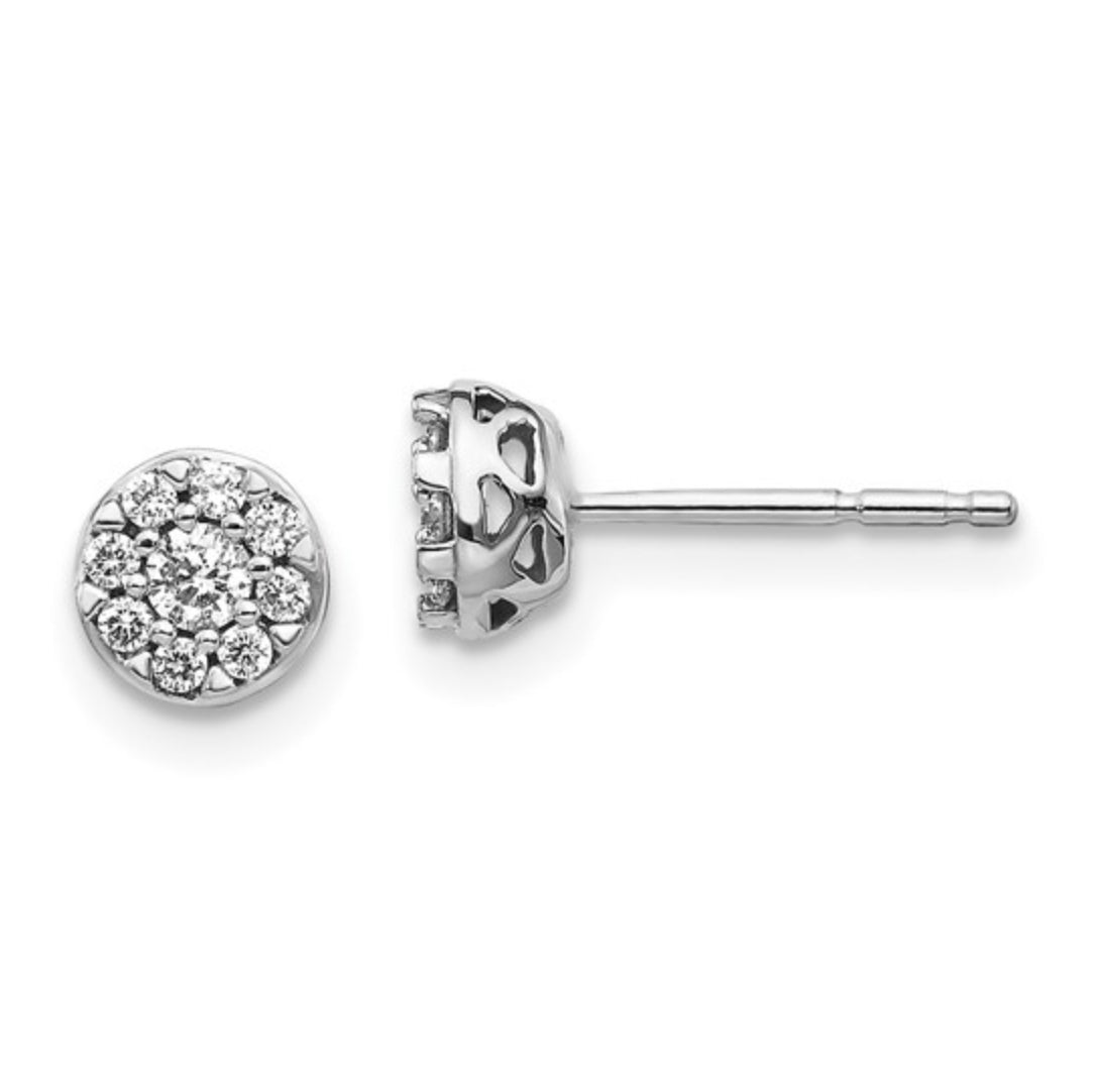14K WHITE GOLD - LAB DIAMOND CLUSTER POST EARRINGS