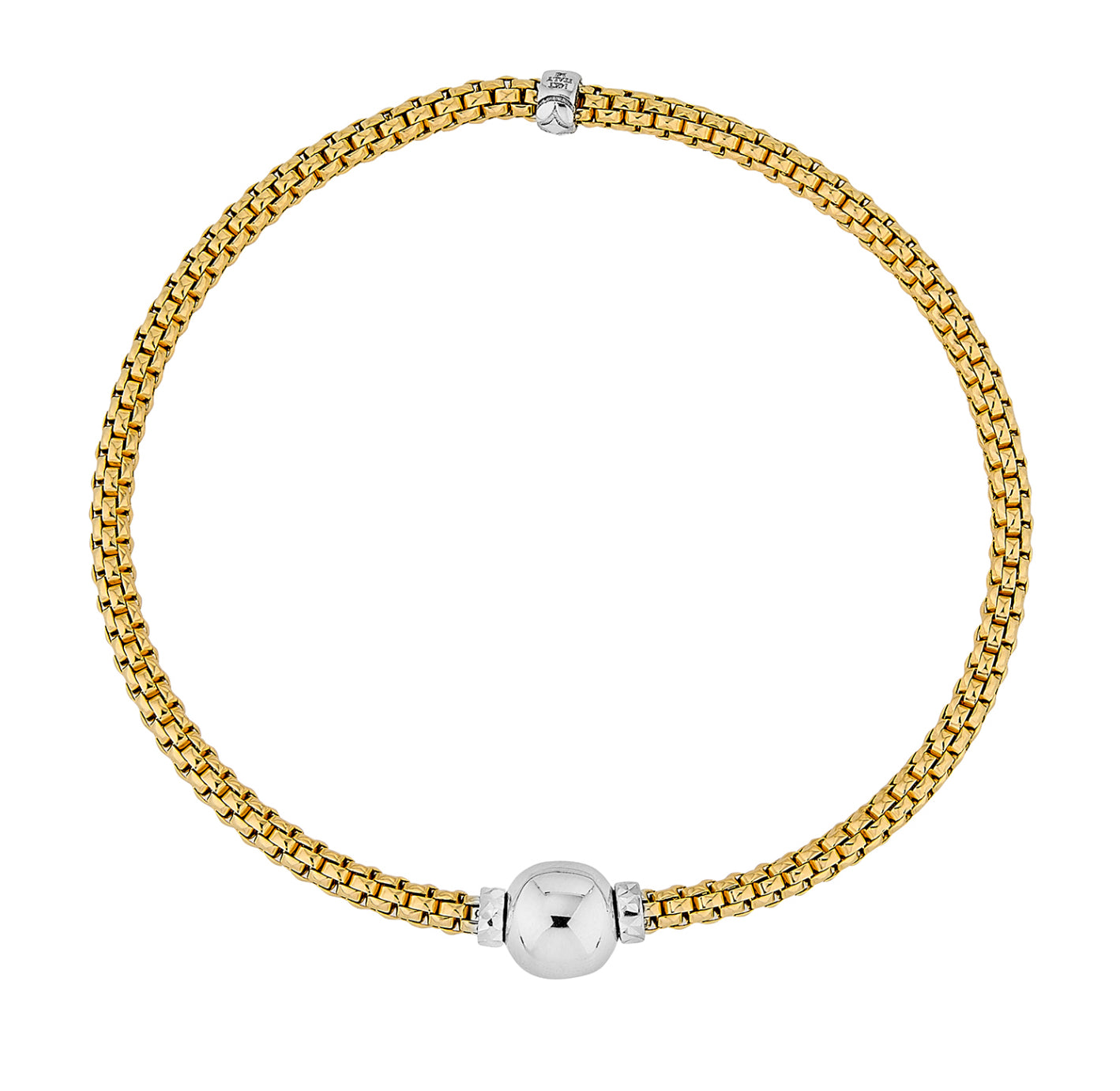 14K GOLD - WOVEN STRETCH WITH WHITE GOLD ACCENTS BRACELET.