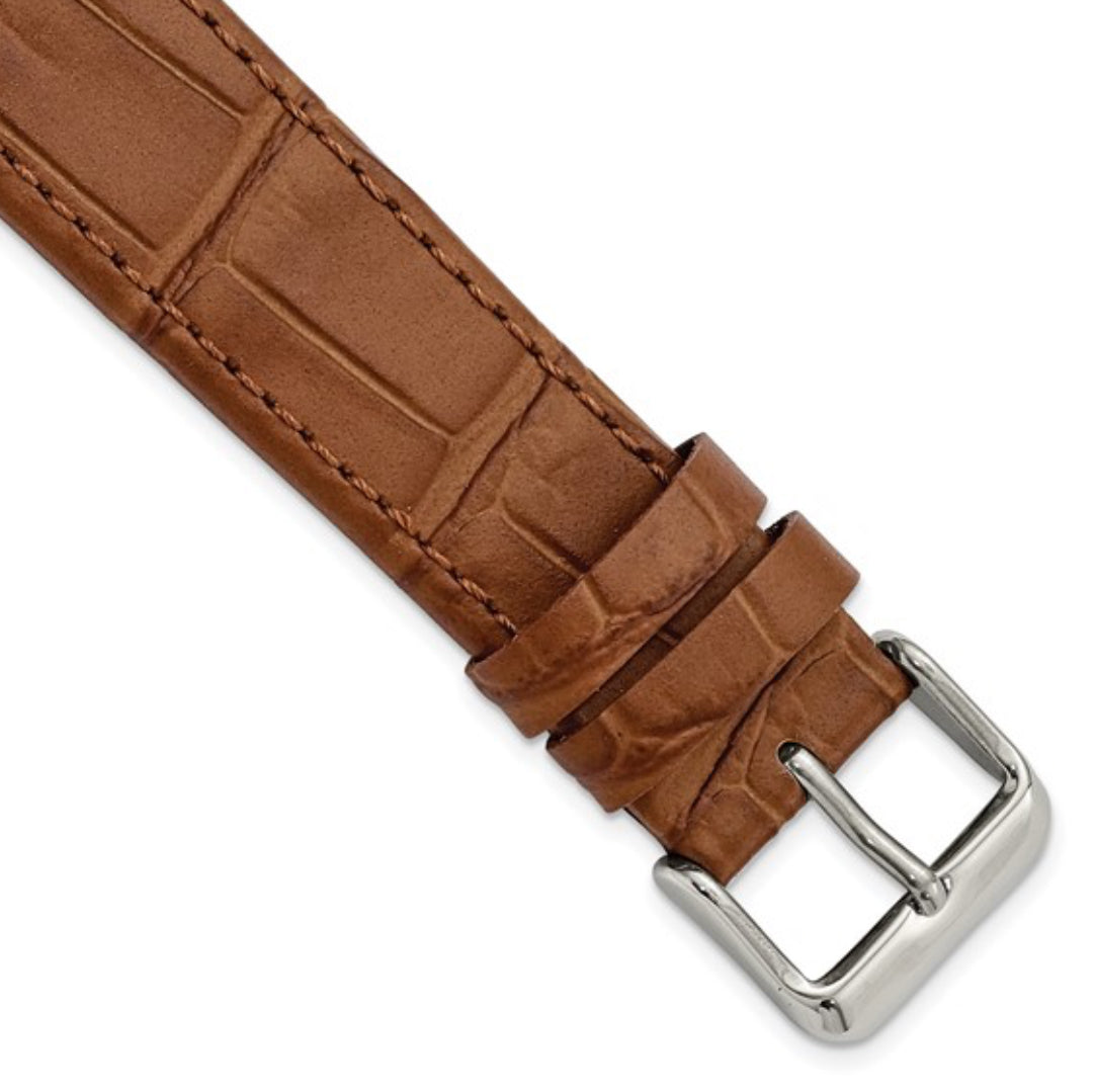 BROWN LEATHER - GILDEN APPLE SMART WATCH GATOR GRAIN CALFSKIN BAND 7.5”