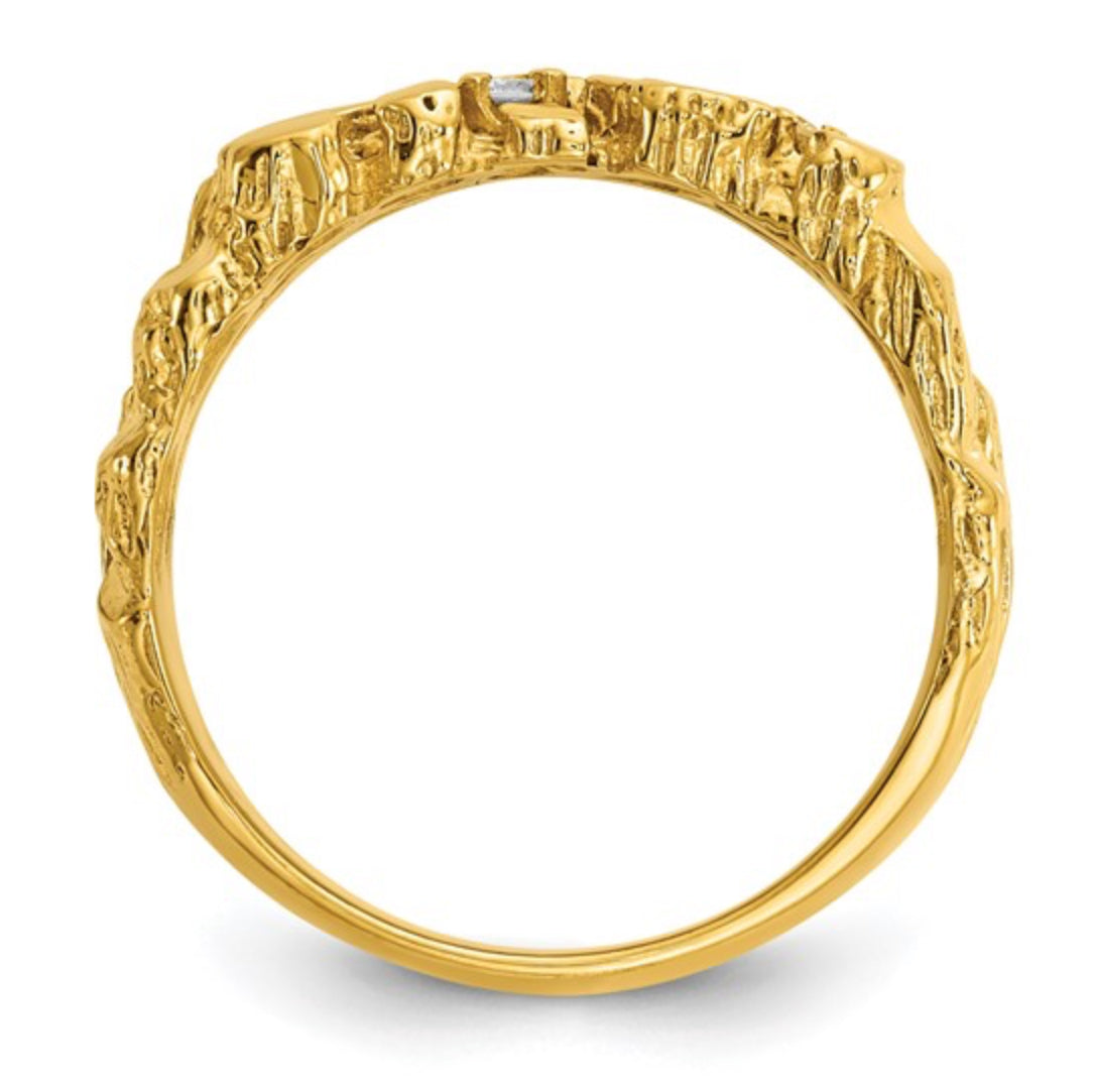 14K GOLD - TEXTURED POLISHED DIAMOND NUGGET RING