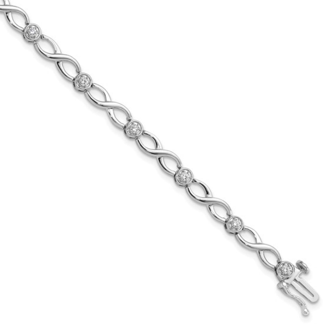 14K WHITE GOLD - LAB DIAMOND INFINITY BRACELET