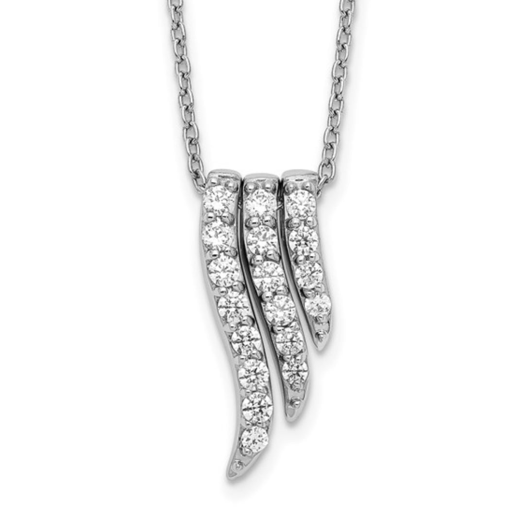14K WHITE GOLD - LAB DIAMOND WING NECKLACE