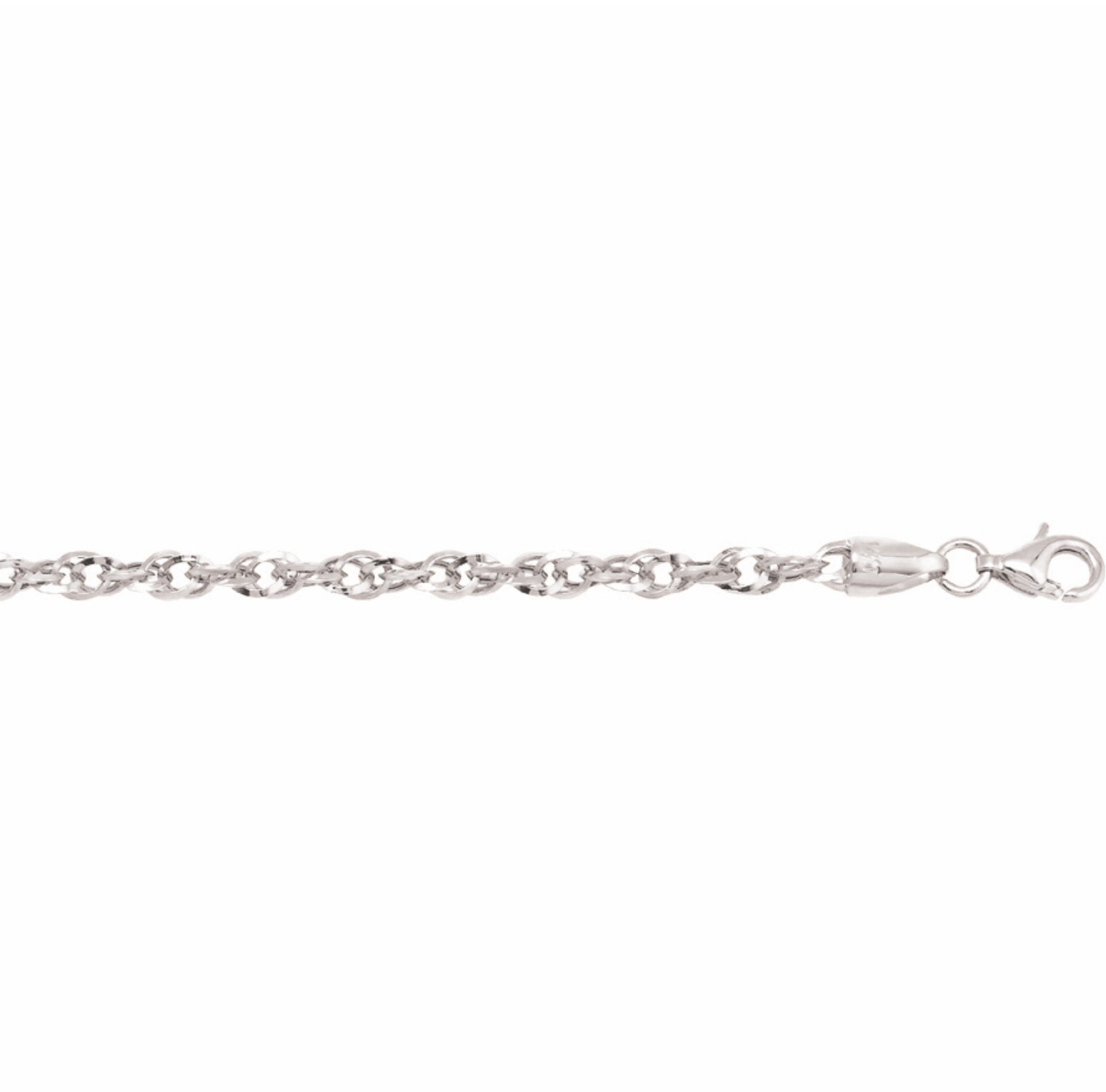 14K WHITE GOLD - DESIGNER ROPE CHAIN 3MM.