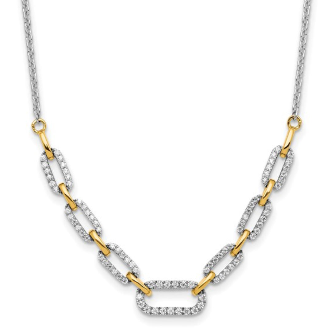 14K TWO-TONE GOLD - LAB DIAMOND FANCY LINK NECKLACE