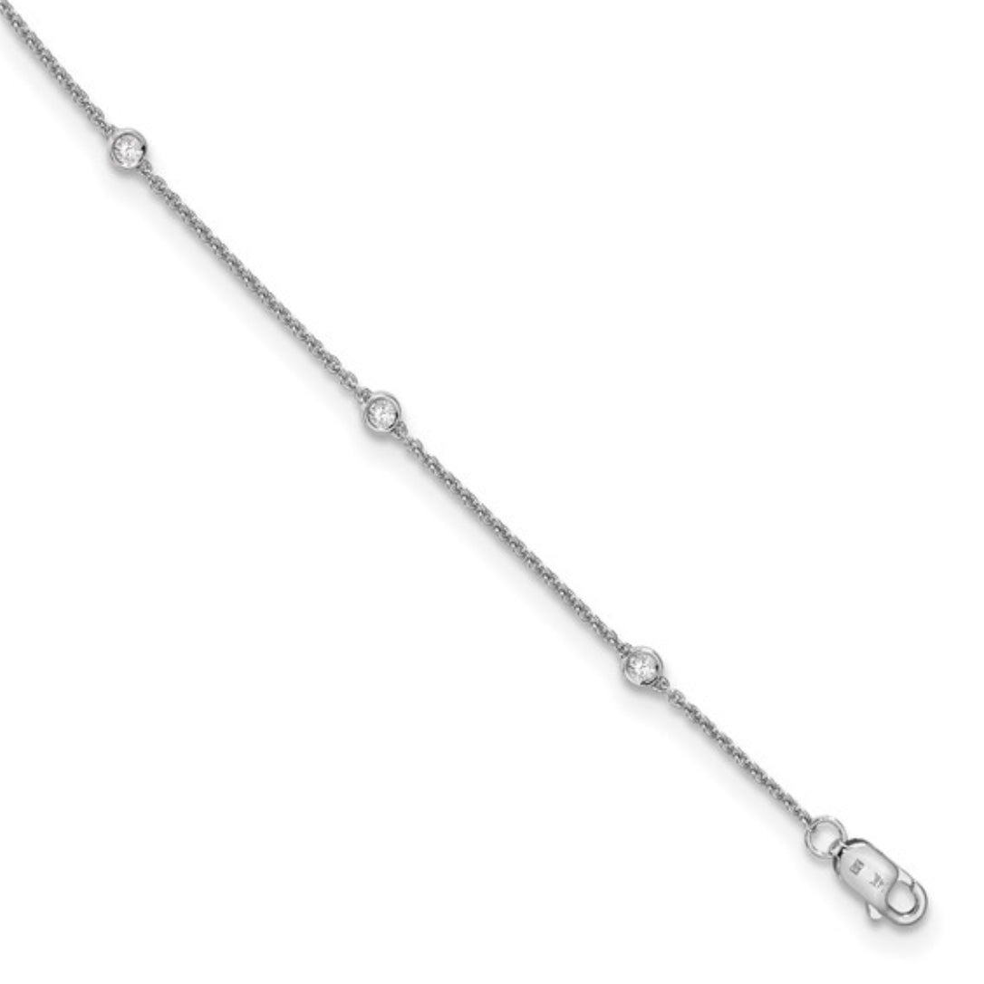 14K WHITE GOLD - LAB DIAMOND STATION ANKLET