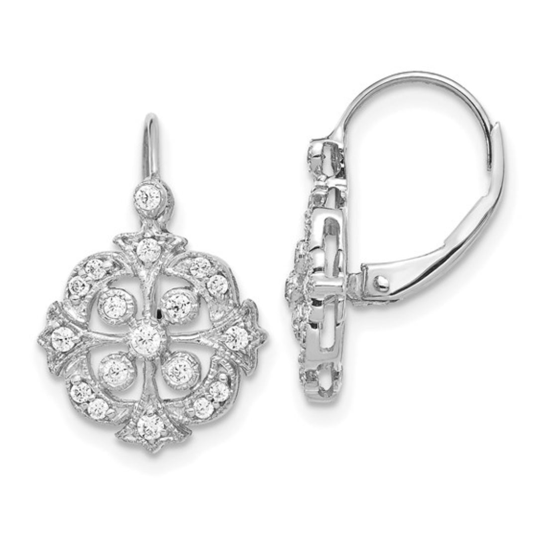 14K WHITE GOLD - LAB DIAMOND LEVERBACK EARRINGS
