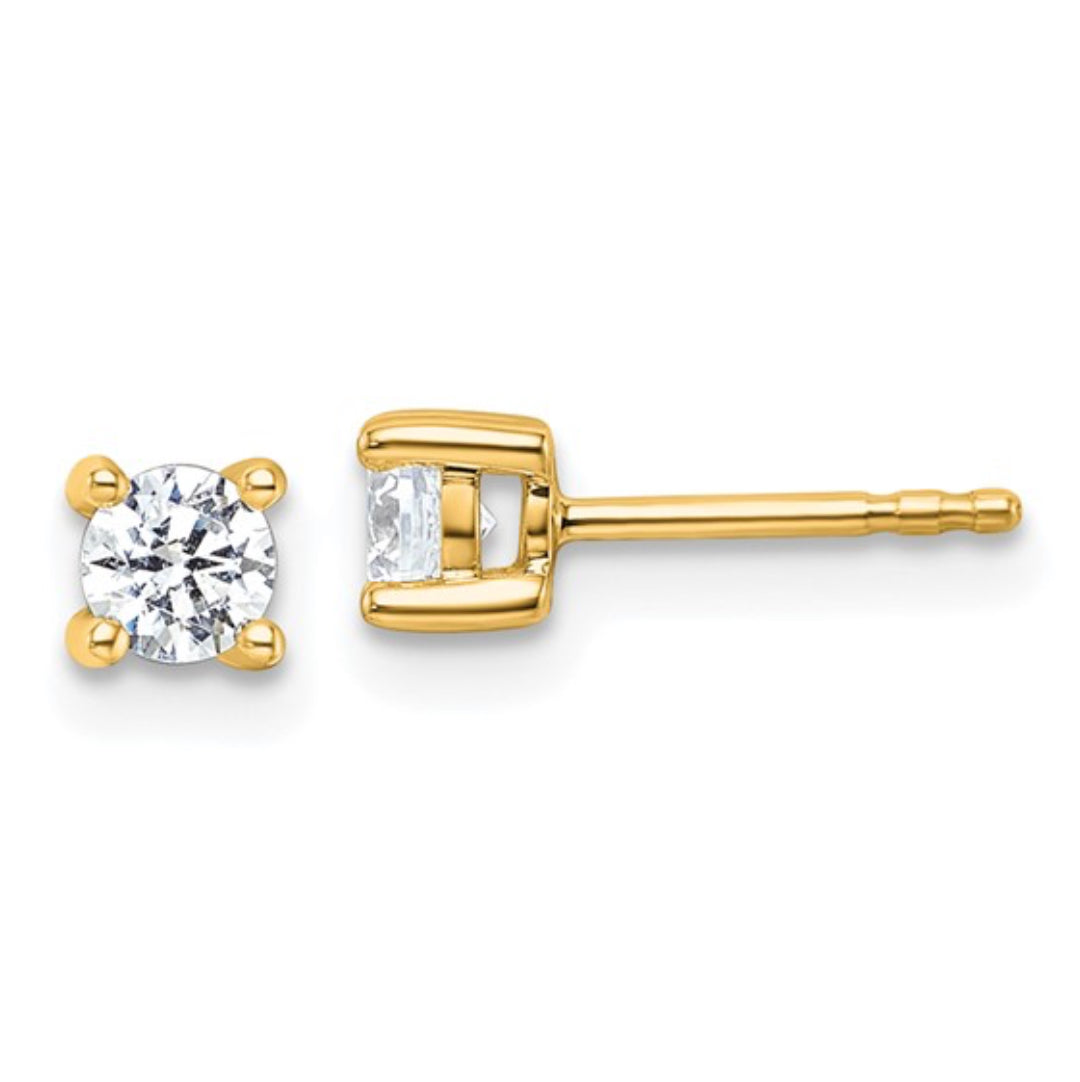 14K GOLD - LAB DIAMOND ROUND STUD EARRINGS