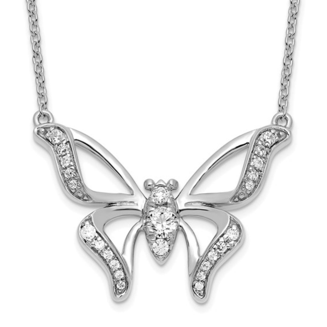 14K WHITE GOLD - LAB DIAMOND BUTTERFLY NECKLACE