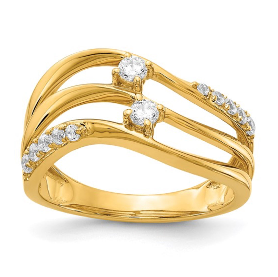 14K GOLD - LAB DIAMOND FASHION RING