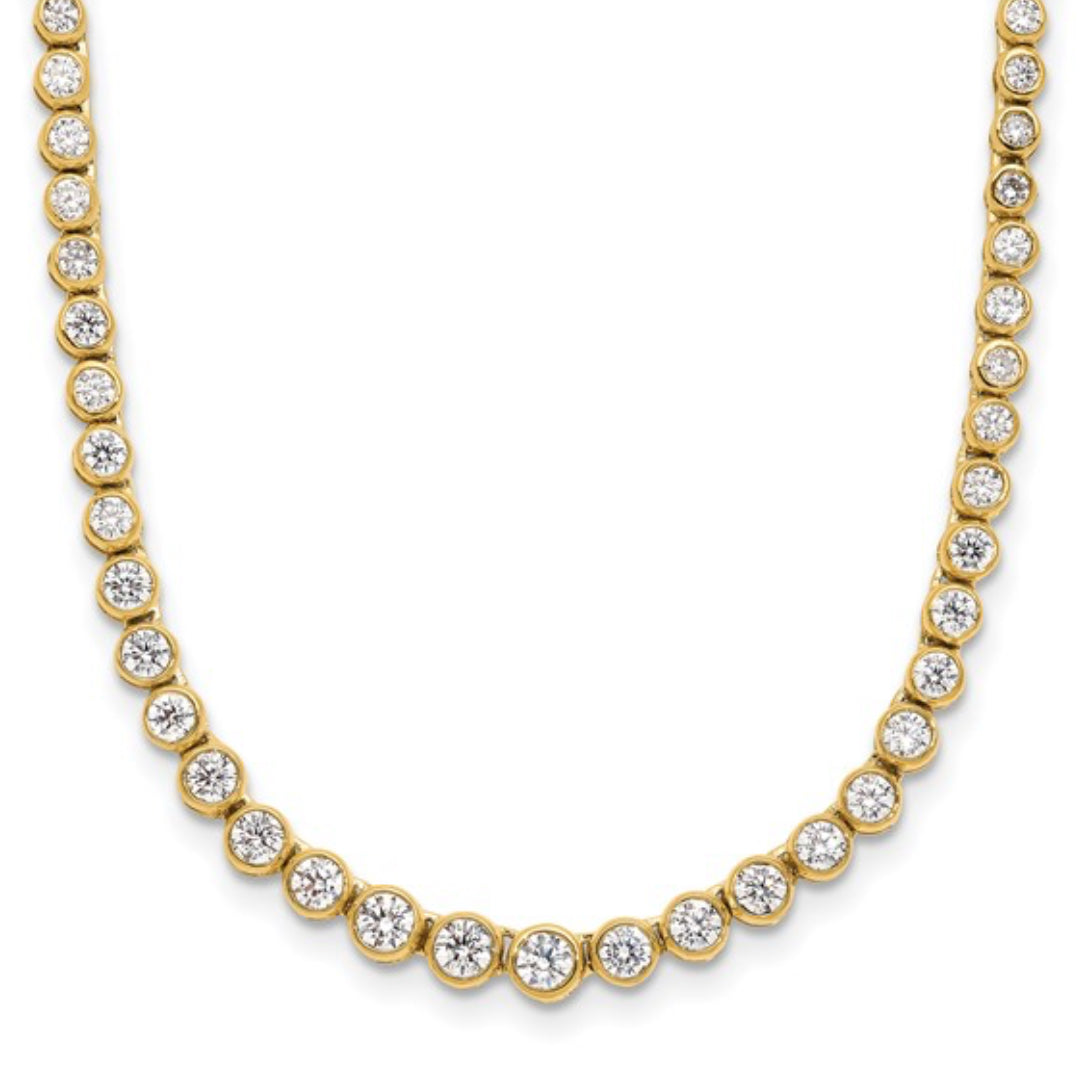 14K GOLD - LAB DIAMOND TENNIS BEZEL SET NECKLACE