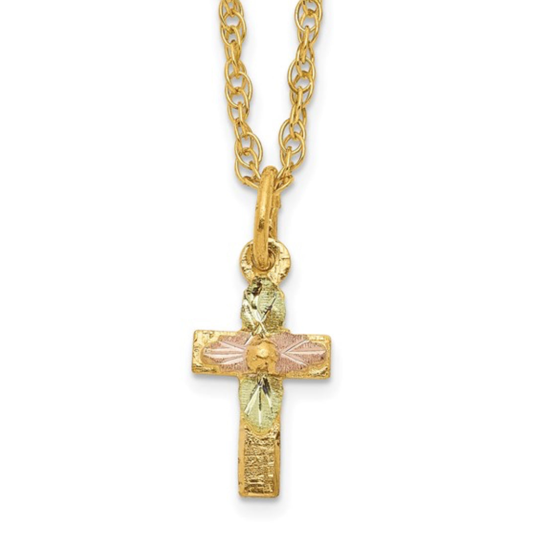 10K TRI-GOLD - BLACK HILLS CROSS NECKLACE