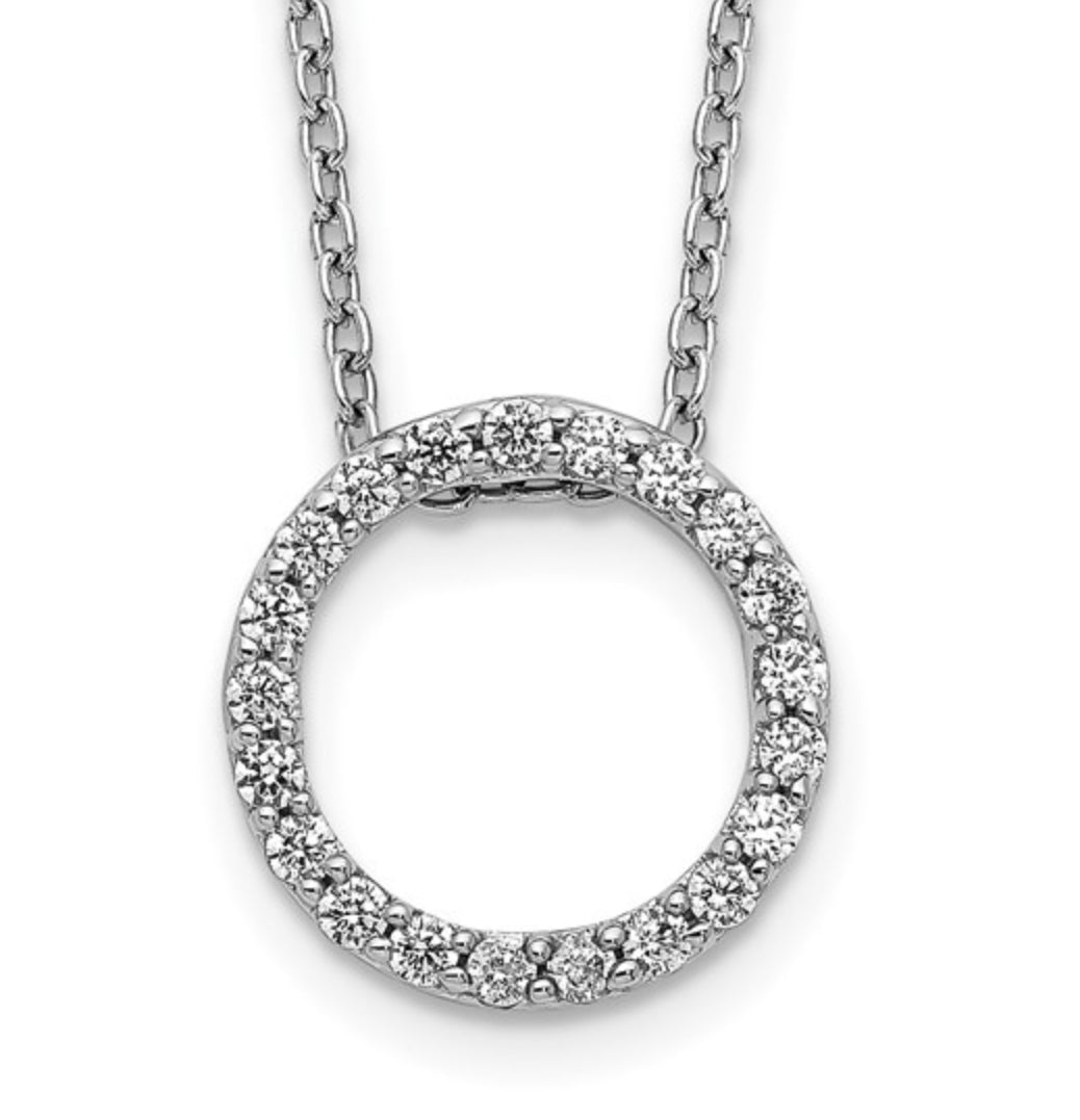 14K WHITE GOLD - LAB DIAMOND CIRCLE NECKLACE