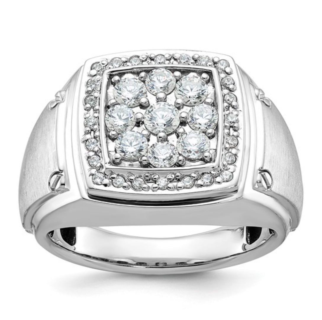 14K WHITE GOLD - DIAMOND SQUARE CLUSTER RING