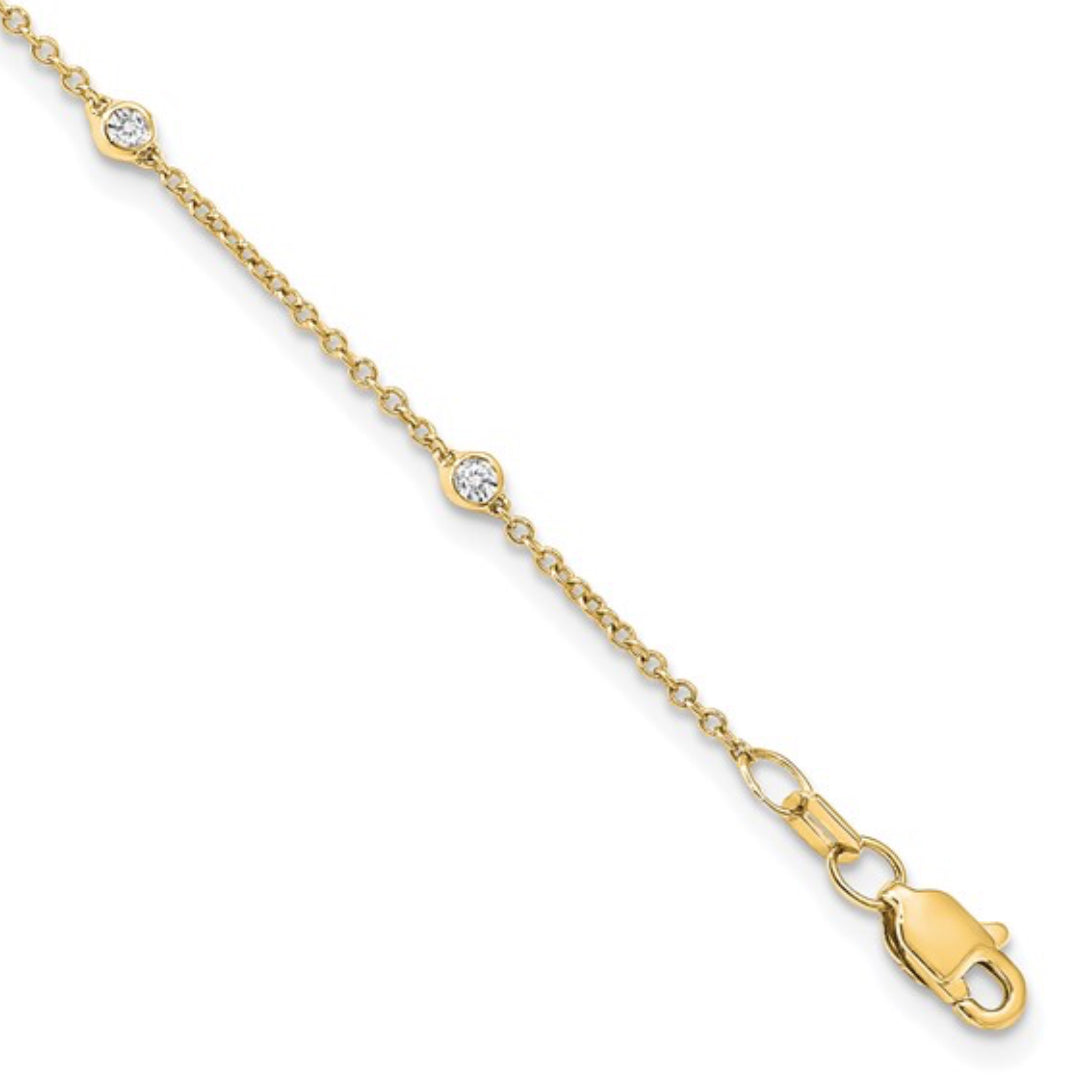 14K GOLD - LAB DIAMOND STATION ANKLET