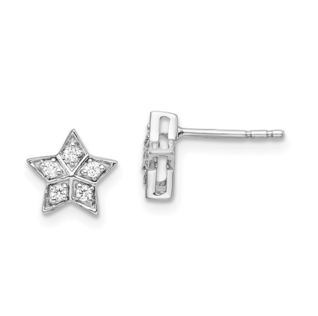 14K WHITE GOLD - LAB DIAMOND STAR POST EARRINGS