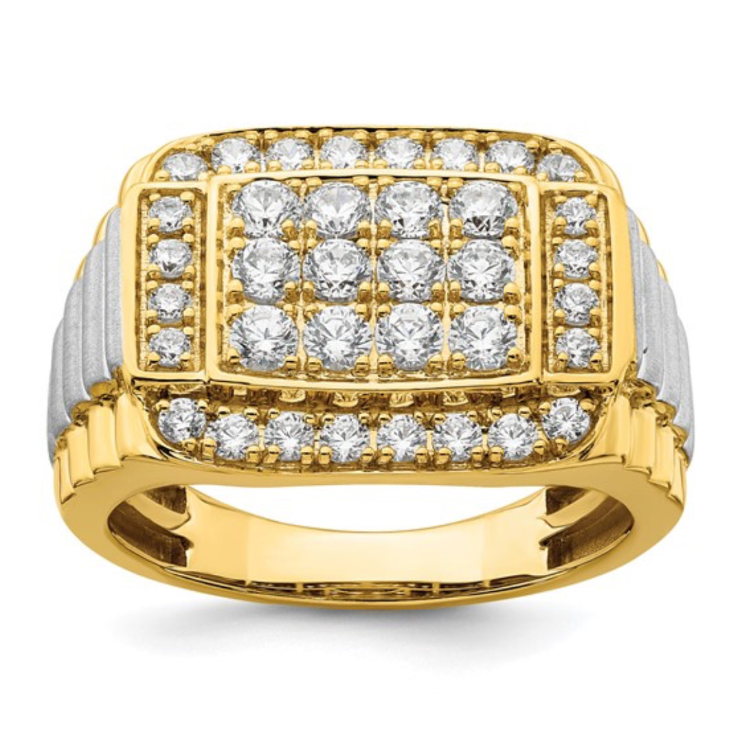 14K TWO-TONE GOLD - MENS ANTIQUED RING