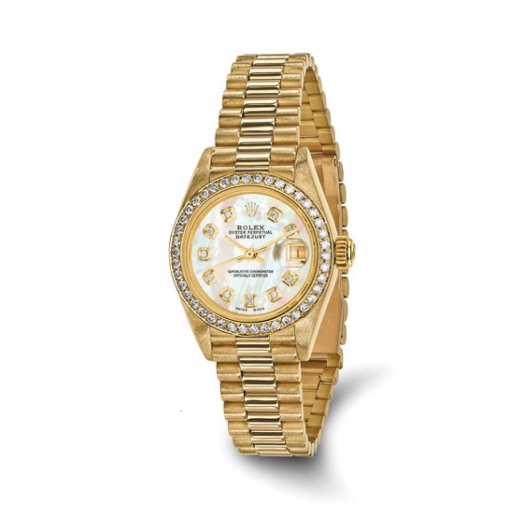 CERTIFIED PRE-OWNED ROLEX - PRESIDENTIAL MOTHER OF PEARL DIAMOND DIAL & BEZEL WATCH