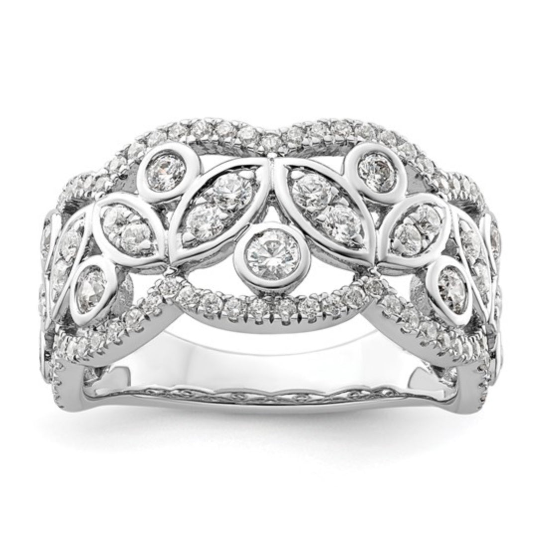 14K GOLD - LAB DIAMOND LEAF FASHION RING