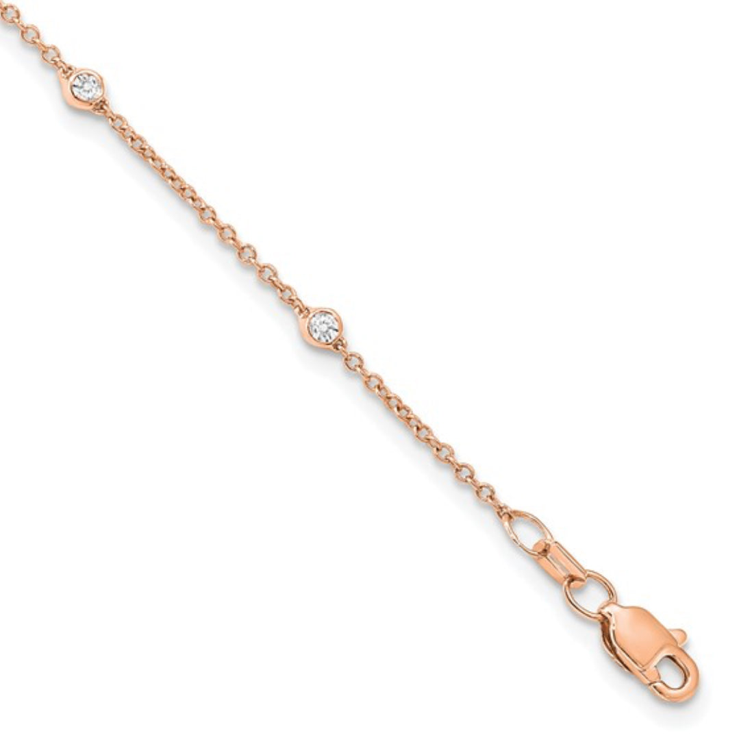 14K ROSE GOLD - LAB DIAMOND STATION ANKLET