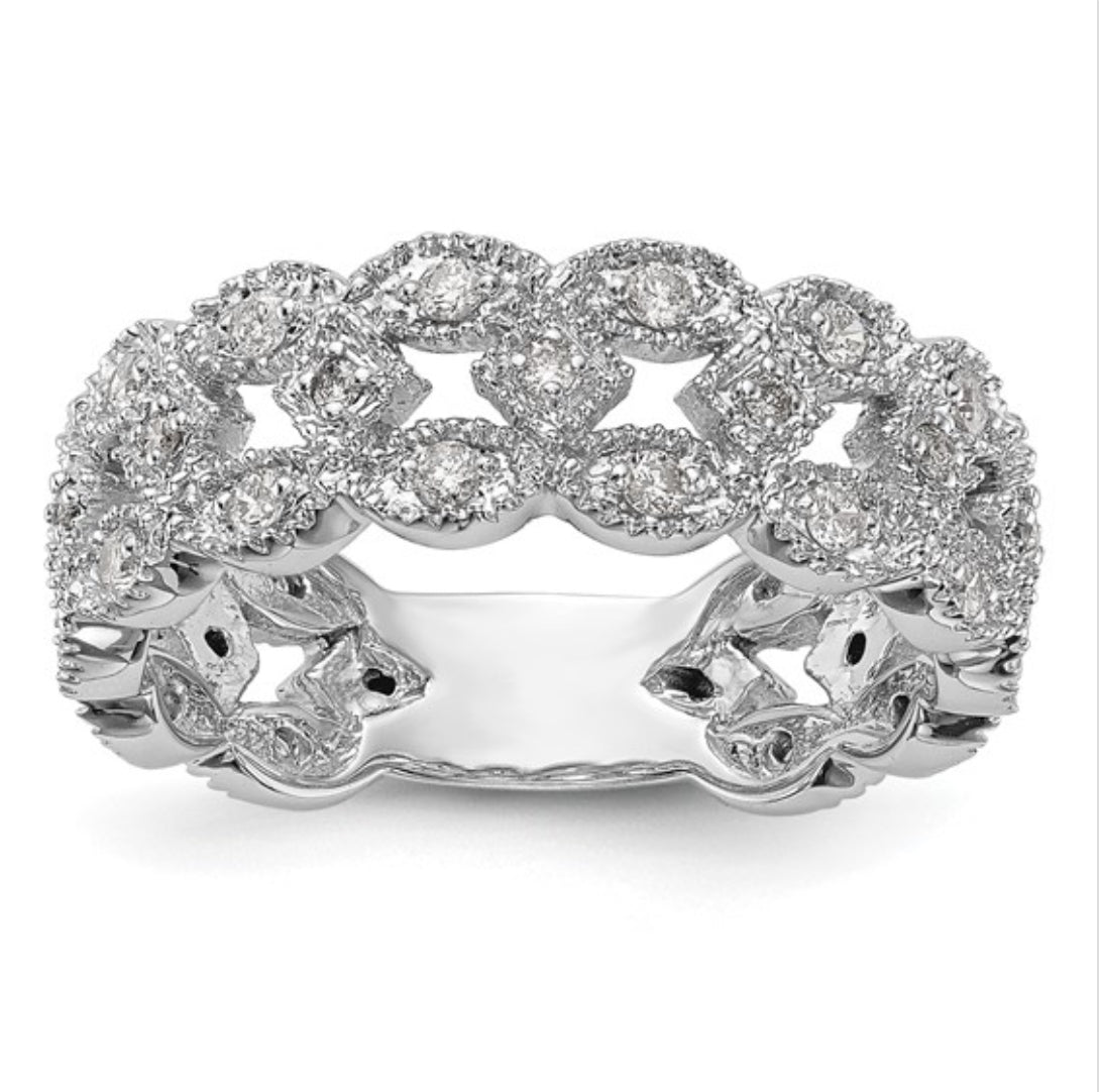 14K WHITE GOLD - LAB DIAMOND FASHION RING