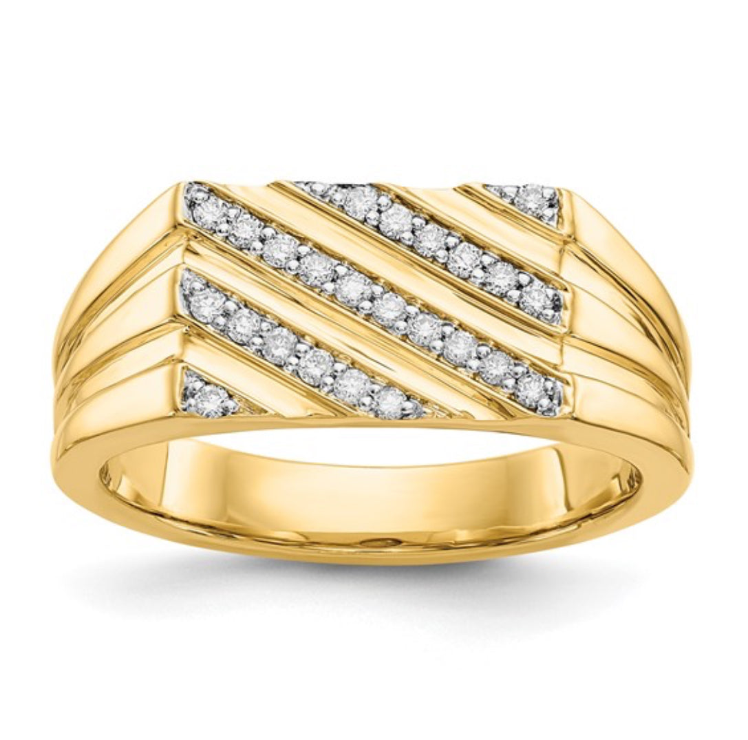 14K GOLD - MENS DIAMOND STRIP RING