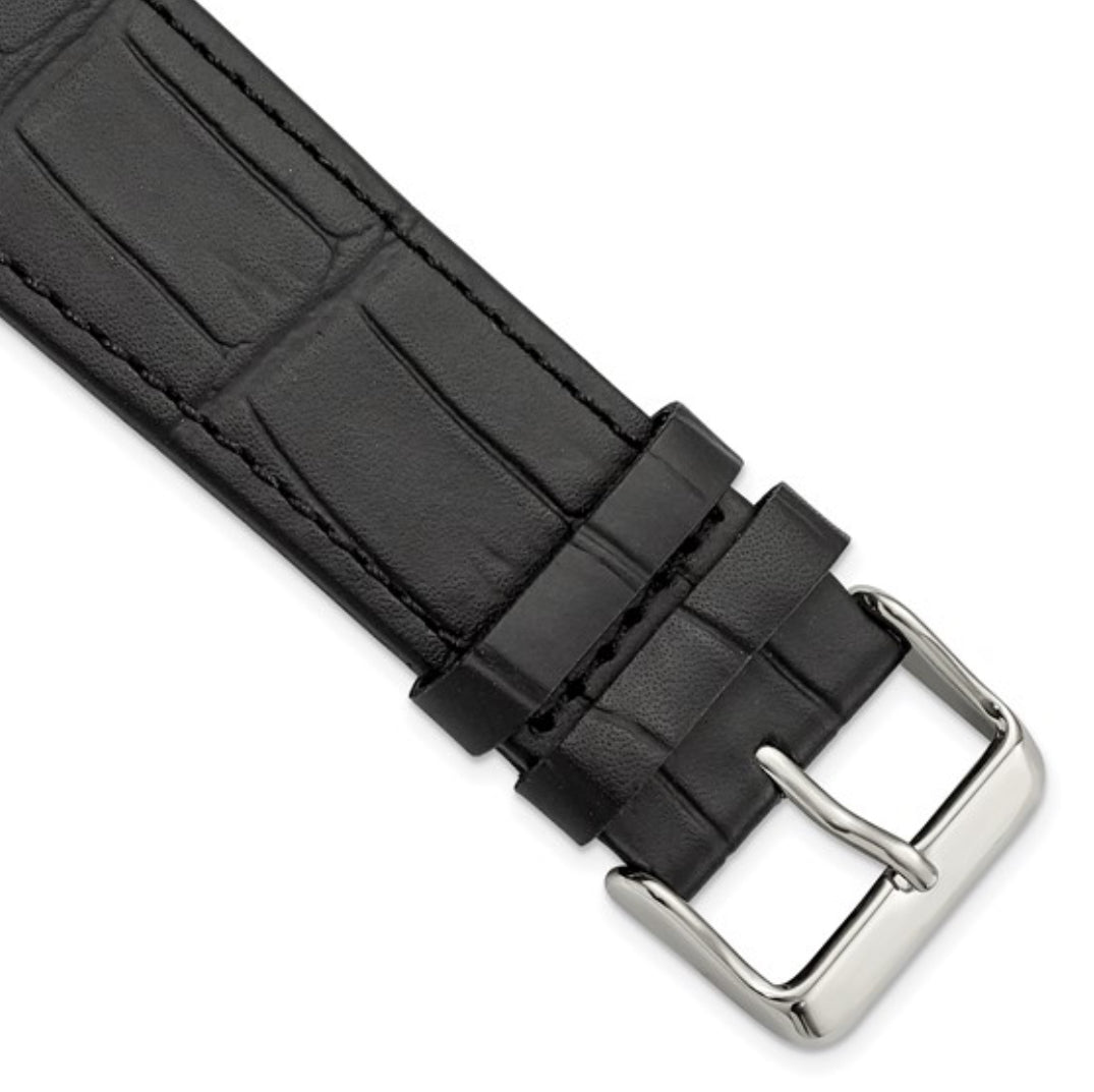 BLACK LEATHER - GILDEN APPLE SMART WATCH GATOR GRAIN CALFSKIN BAND 7.5”