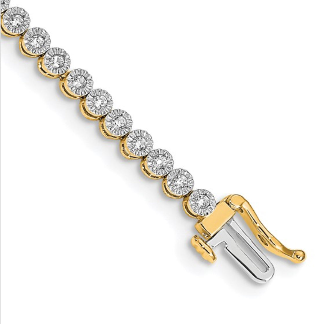 14K GOLD - LAB DIAMOND ILLUSION SETTING TENNIS BRACELET