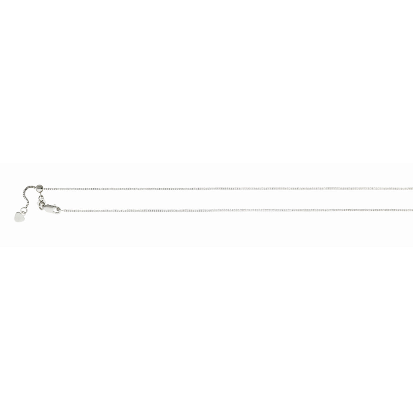 14K WHITE GOLD - MICRO ADJUSTABLE BOX CHAIN 0.85MM.