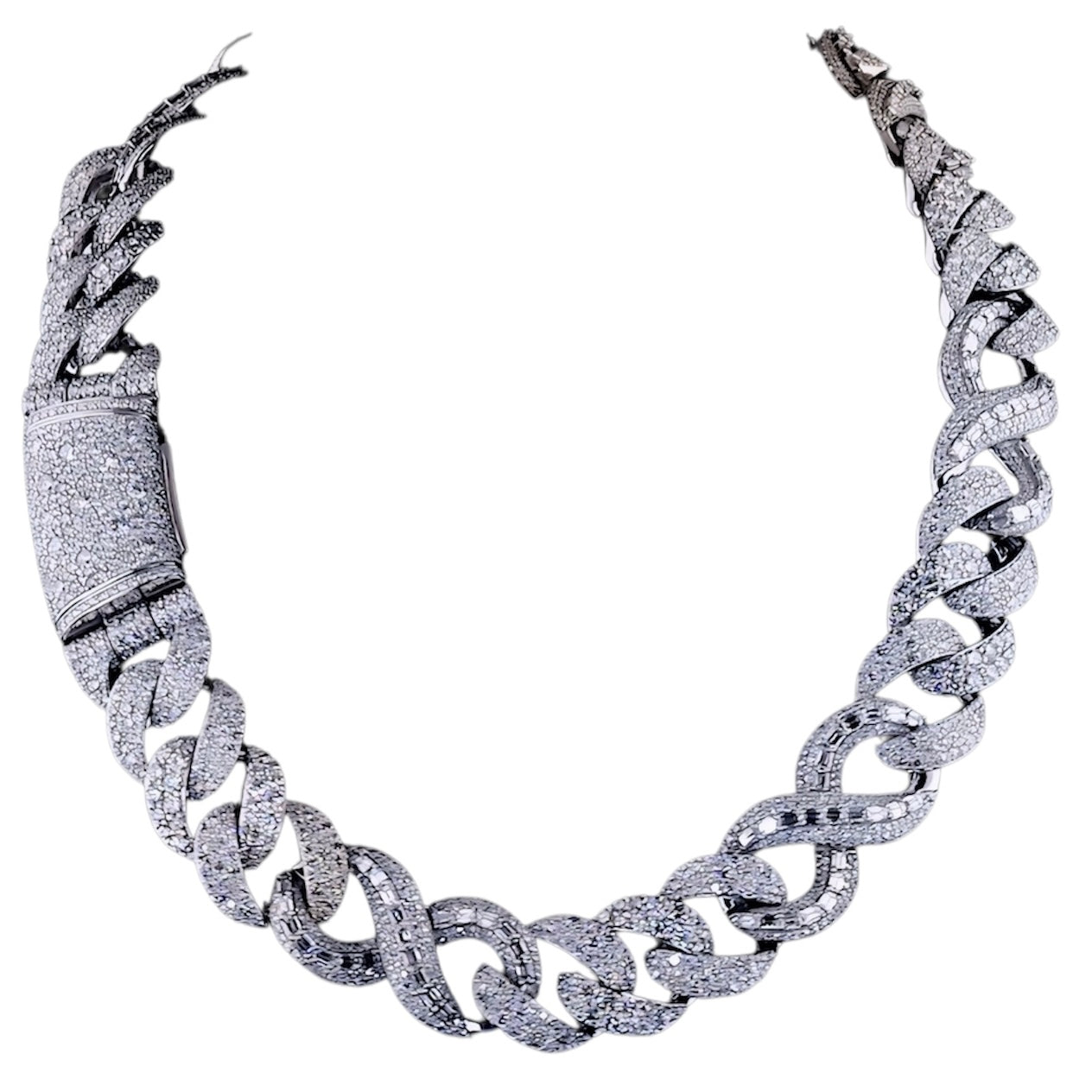 BAGUETTE/ ROUND DIAMOND MIAMI CUBAN LINK CHAIN