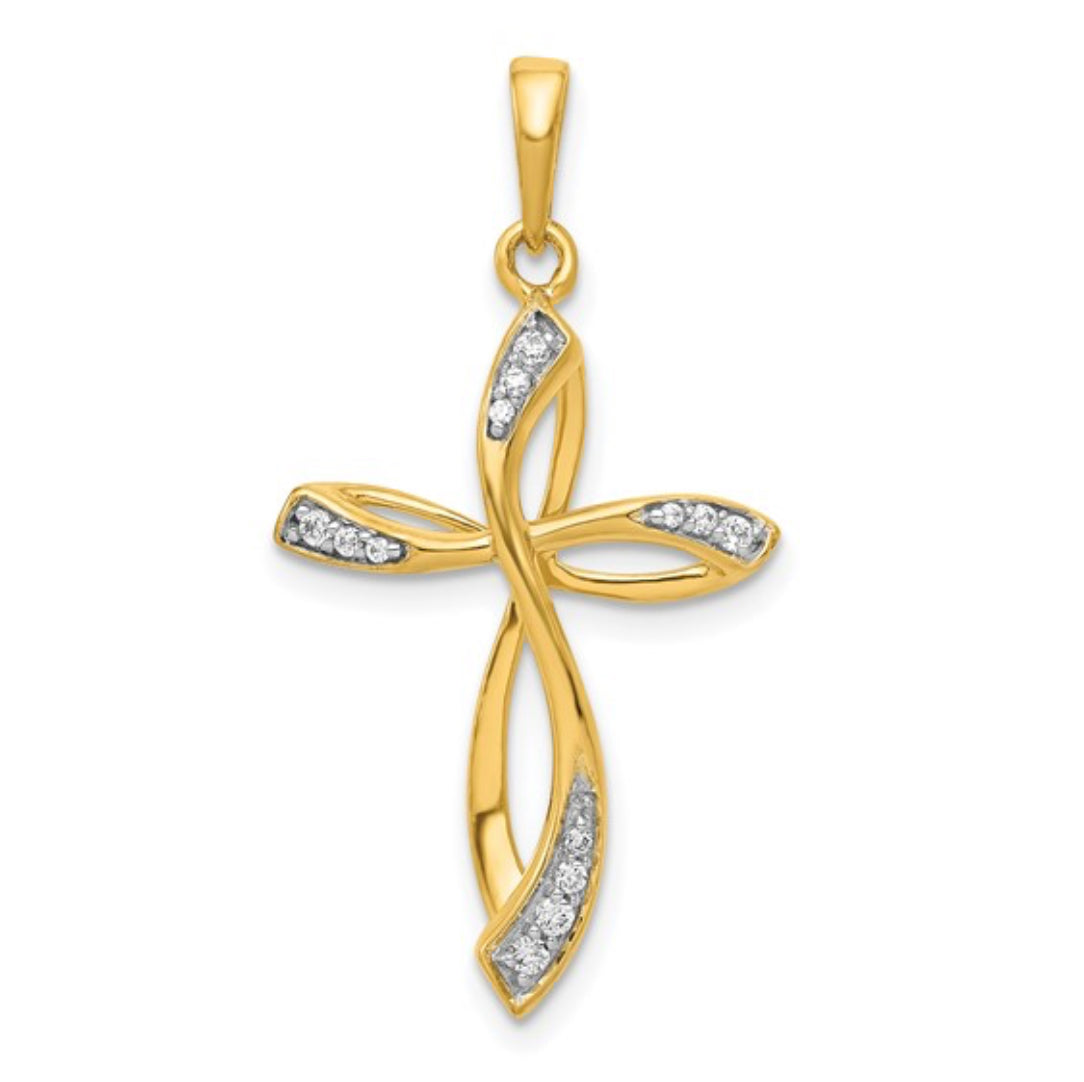 14K GOLD - LAB DIAMOND WOMEN’S CROSS PENDANT