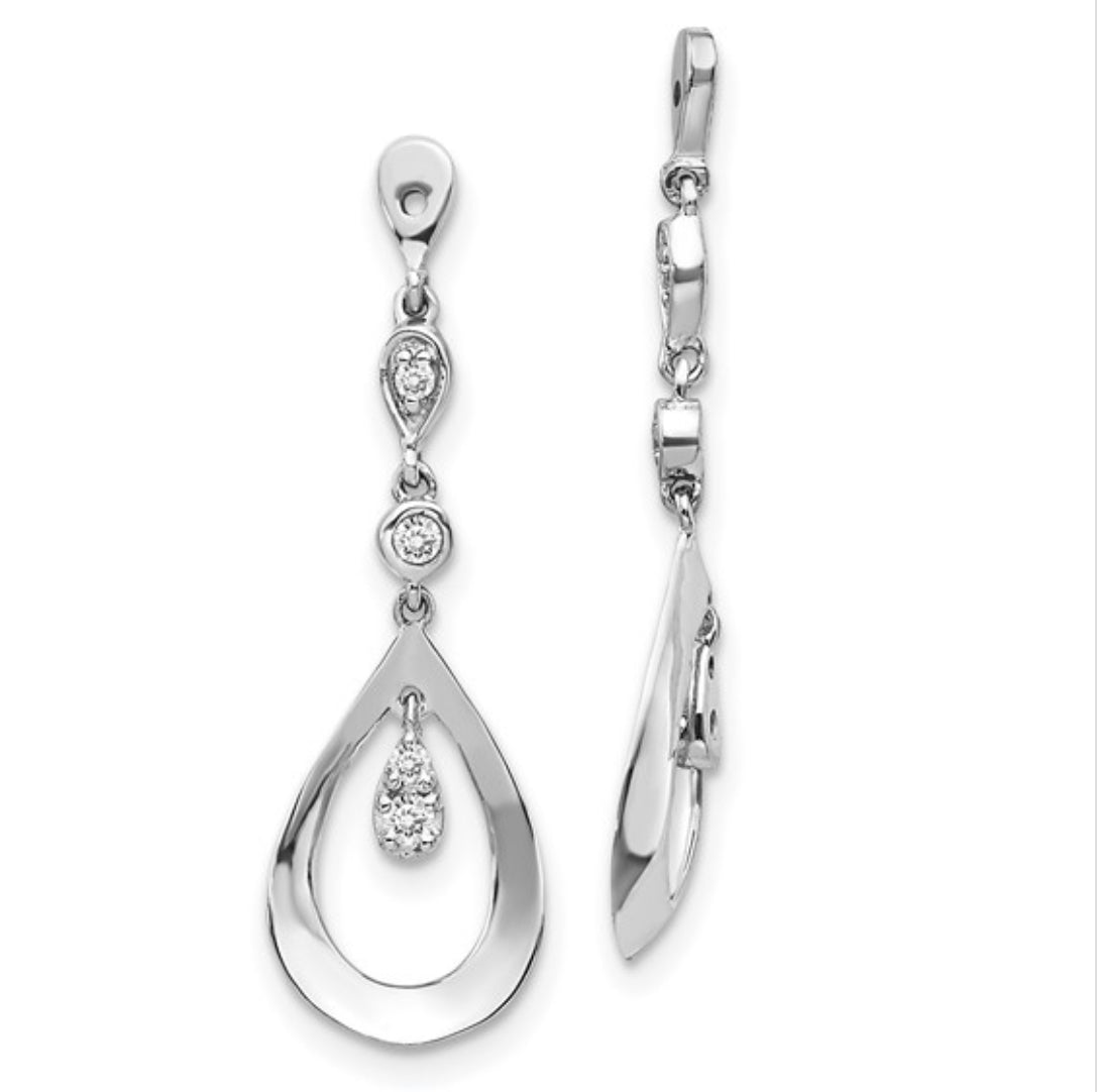 14K WHITE GOLD - LAB DIAMOND TEARDROP DANGGLE EARRINGS
