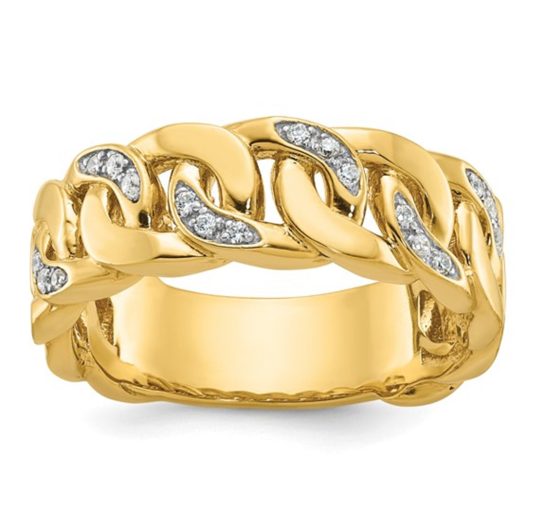 14K GOLD - MENS DIAMOND CUBAN LINK RING