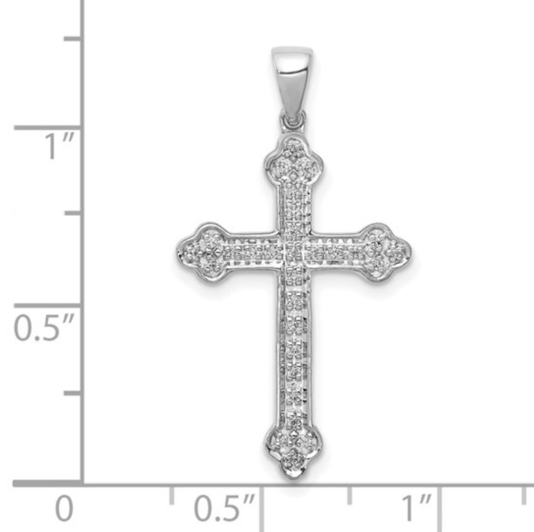 14K WHITE GOLD - DIAMOND CROSS PENDANT